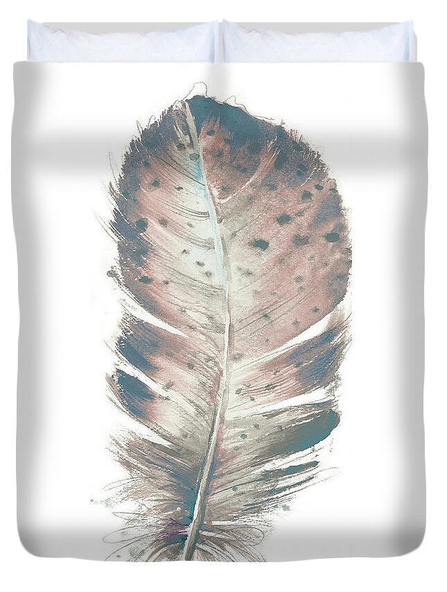 Pastel Duvet Cover featuring the painting Pastel Feather I by Patricia Pinto