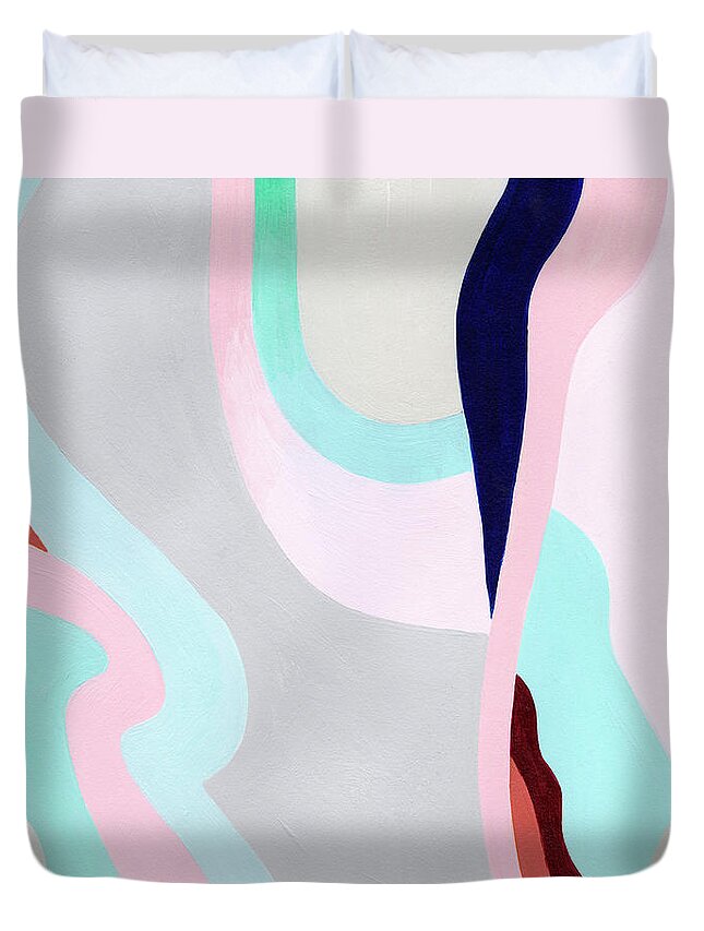 Abstract Duvet Cover featuring the painting Pastel Highlands Vi by Grace Popp