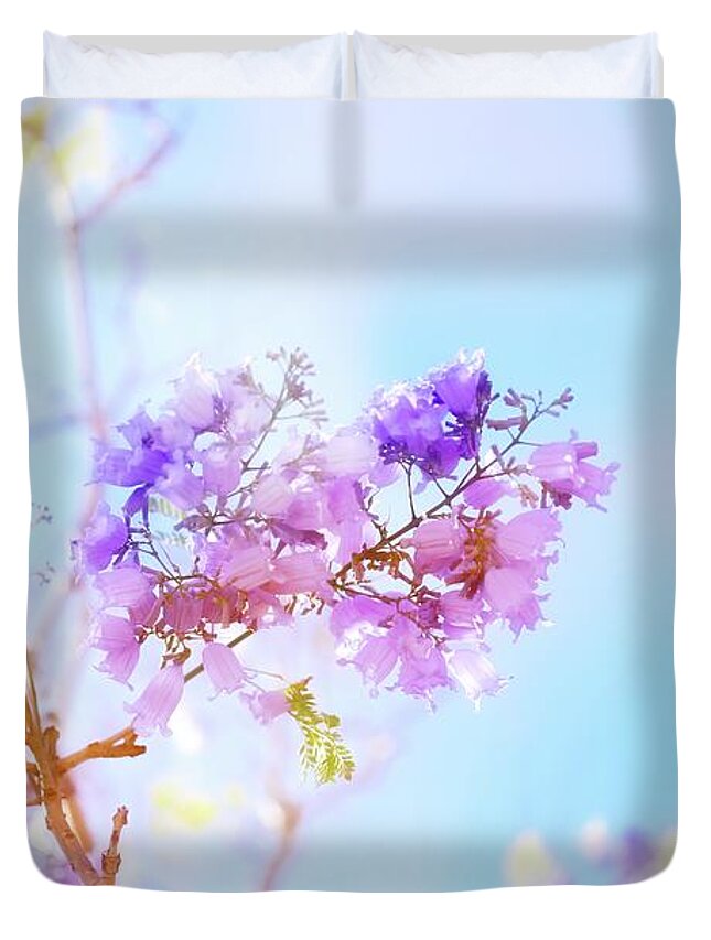 Flower Duvet Cover featuring the photograph Pastels In The Sky by Az Jackson