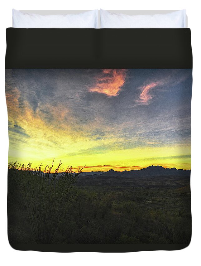Sunset Duvet Cover featuring the photograph Patagonia Skies by Chance Kafka