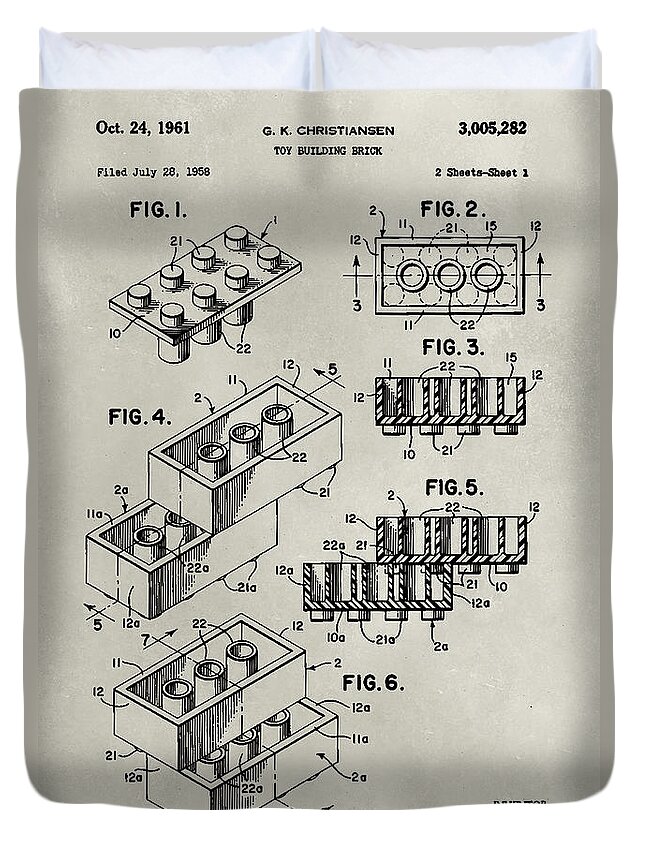 Home Office+other Duvet Cover featuring the painting Patent--lego by Alicia Ludwig