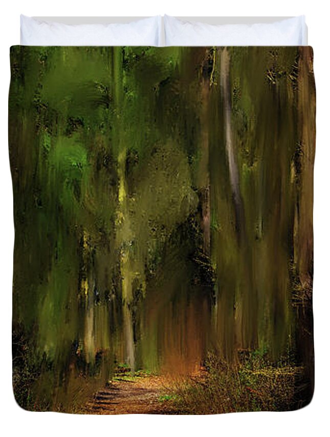 Path Into Fairy Forest Duvet Cover featuring the mixed media Path Into Fairy Forest #i6 by Leif Sohlman