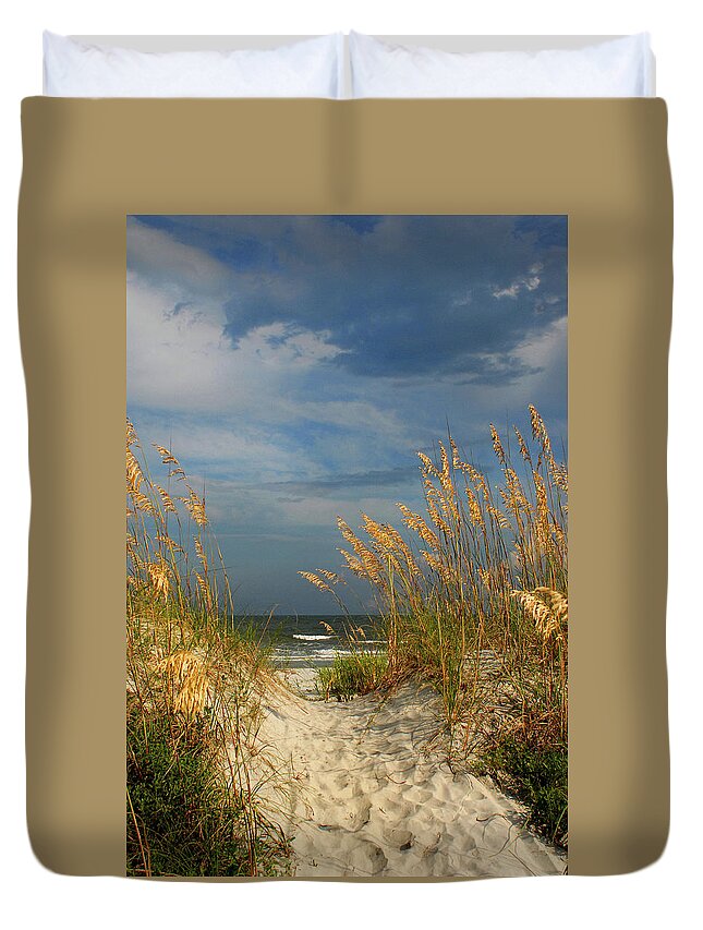 Ocean Duvet Cover featuring the photograph Path to the Ocean by Jerry Griffin