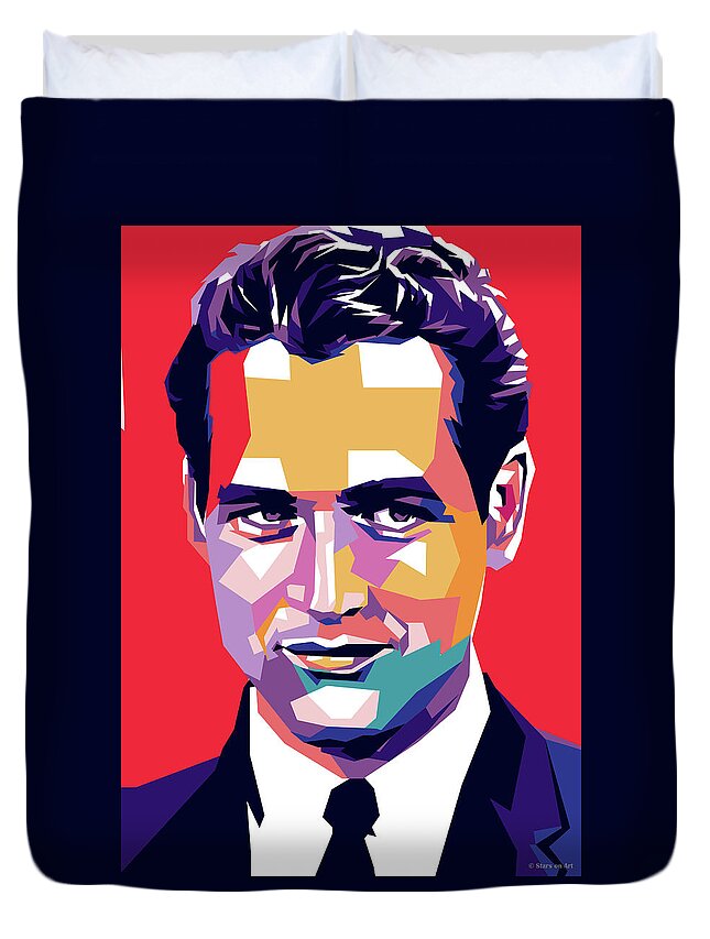 Paul Newman Duvet Cover featuring the digital art Paul Newman by Movie World Posters