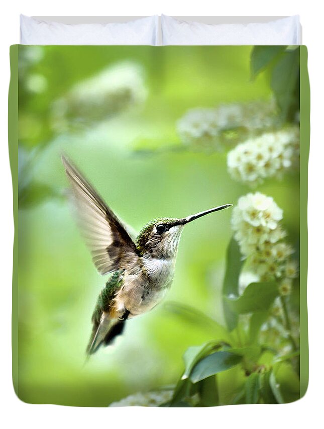 Hummingbird Duvet Cover featuring the photograph Peaceful Love Hummingbird by Christina Rollo