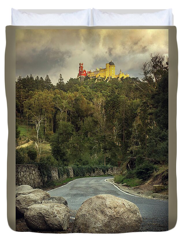 Sintra Duvet Cover featuring the photograph Pena Palace Road by Carlos Caetano