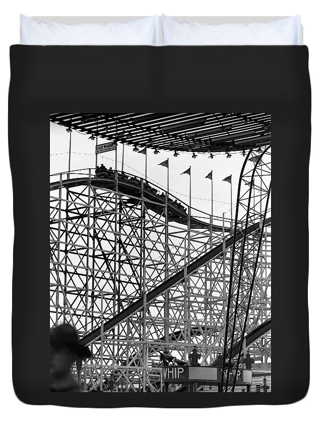 People Duvet Cover featuring the photograph People On Roller Coaster by George Marks