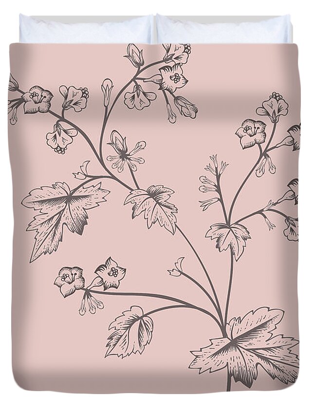 Phacelia Duvet Cover featuring the mixed media Phacelia Blush Pink Flower by Naxart Studio