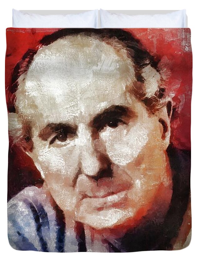Philip Duvet Cover featuring the painting Philip Roth, Literary Legend by Esoterica Art Agency