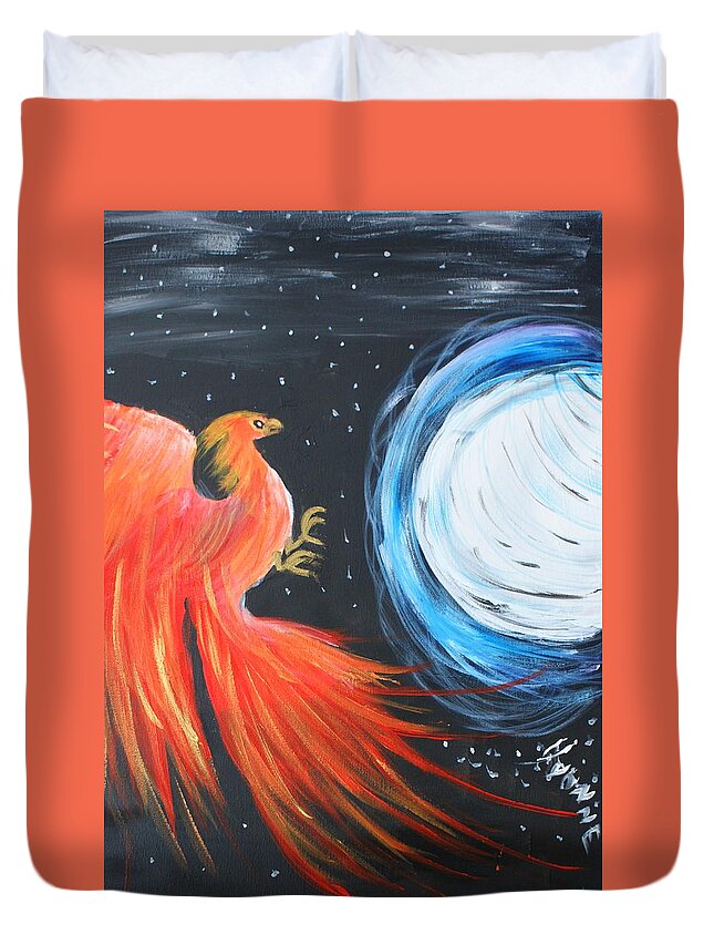 Phoenix Duvet Cover featuring the painting Phoenix by Yvonne Sewell