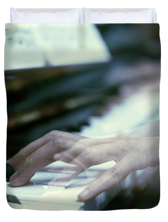 Expertise Duvet Cover featuring the photograph Piano Playing by Photography By Bert.design