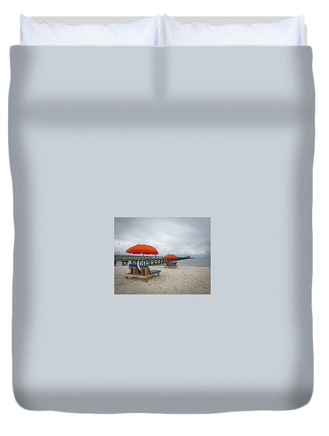 Pier Duvet Cover featuring the photograph Pier by Jim Mathis