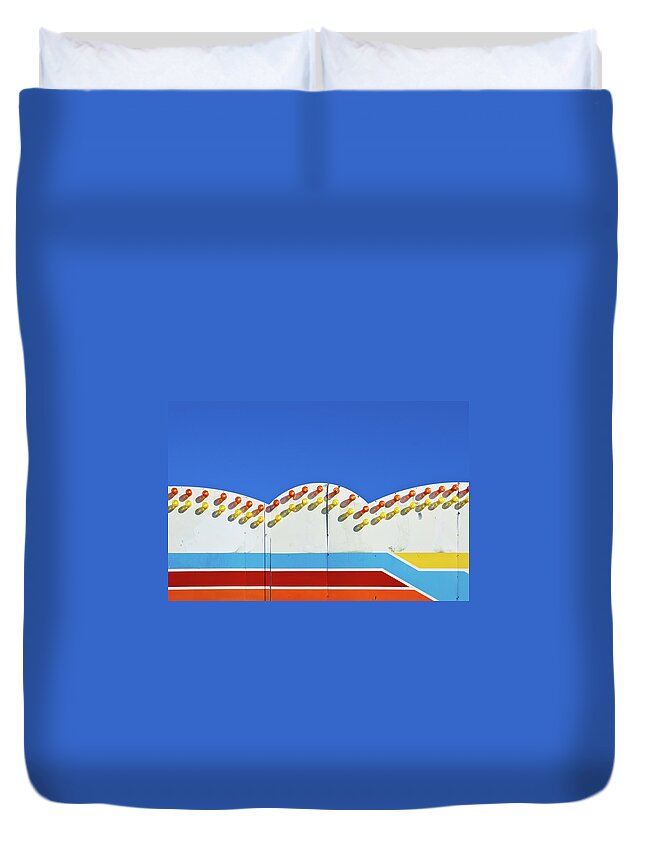 Celebration Duvet Cover featuring the photograph Pier Signage by Richard A. Holden