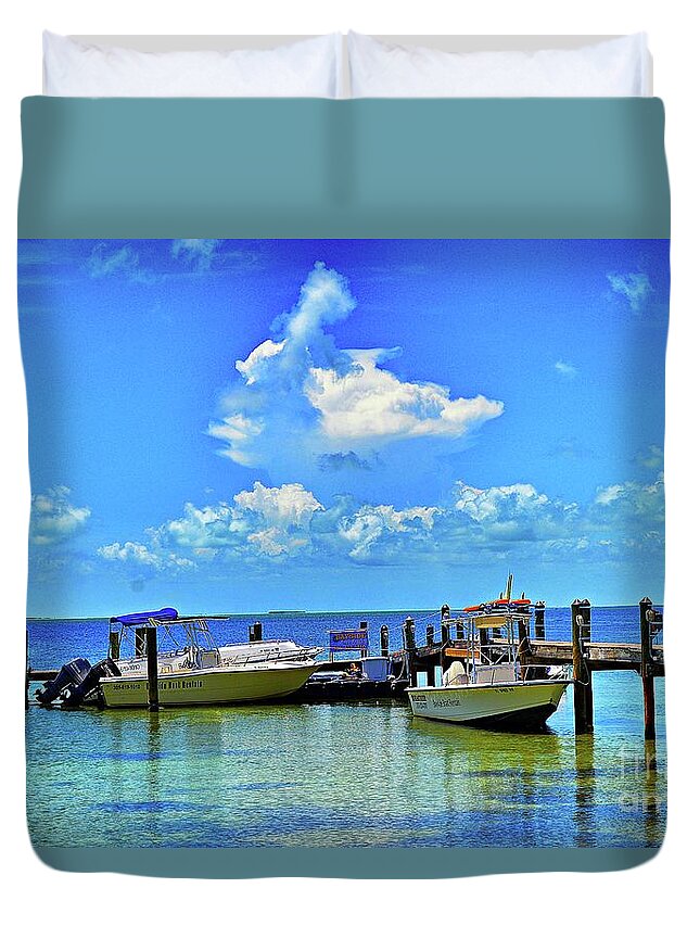 Florida Keys Duvet Cover featuring the photograph Pier by Thomas Schroeder