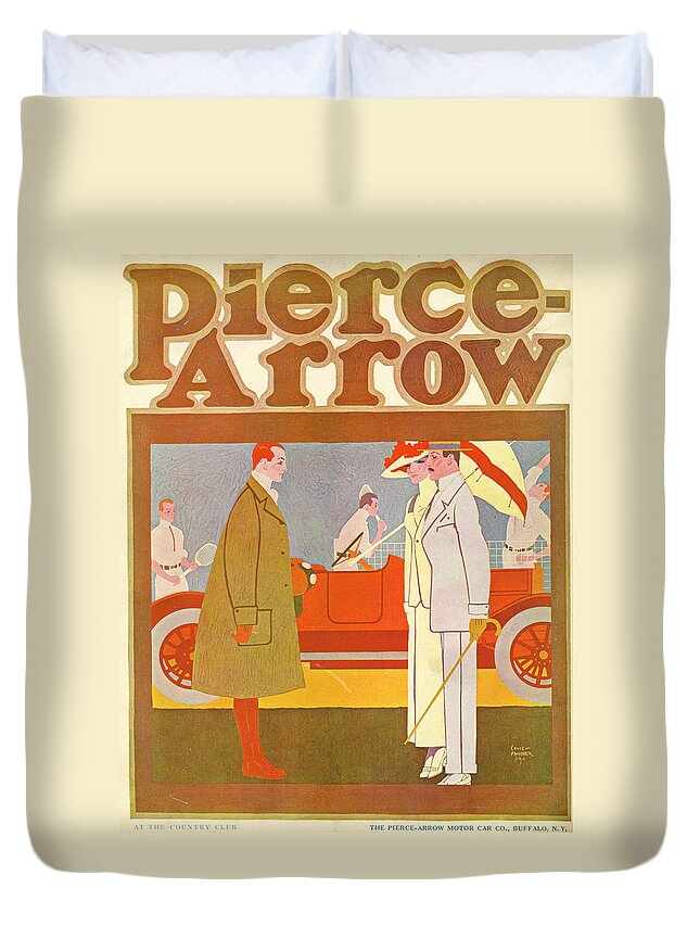 Advertisement Duvet Cover featuring the mixed media Pierce-Arrow Advertisement by Louis Fancher