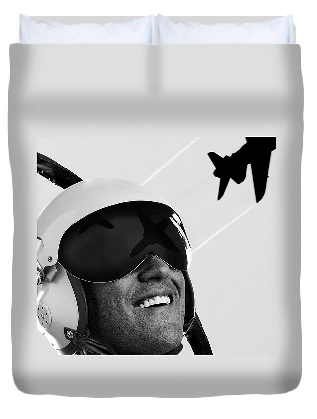 Expertise Duvet Cover featuring the photograph Pilot Helmet by Lockiecurrie