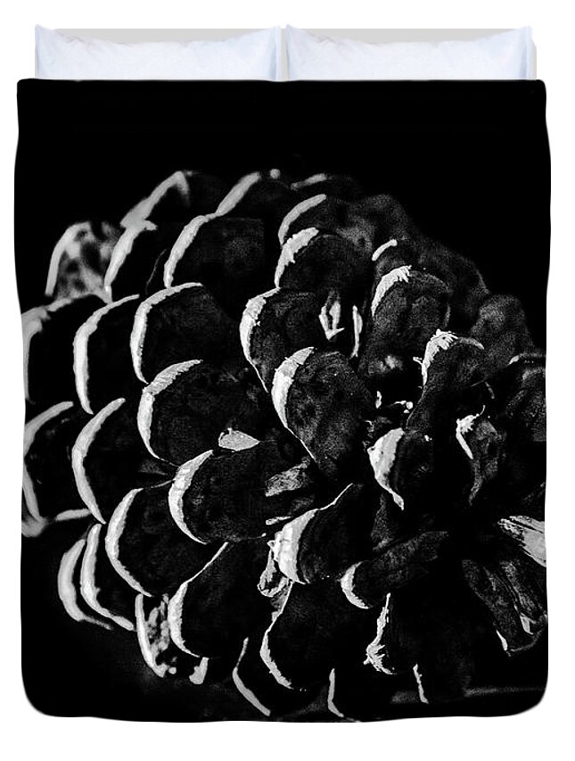 Pinecone Duvet Cover featuring the photograph Pinecone Penumbra by Melissa Lipton