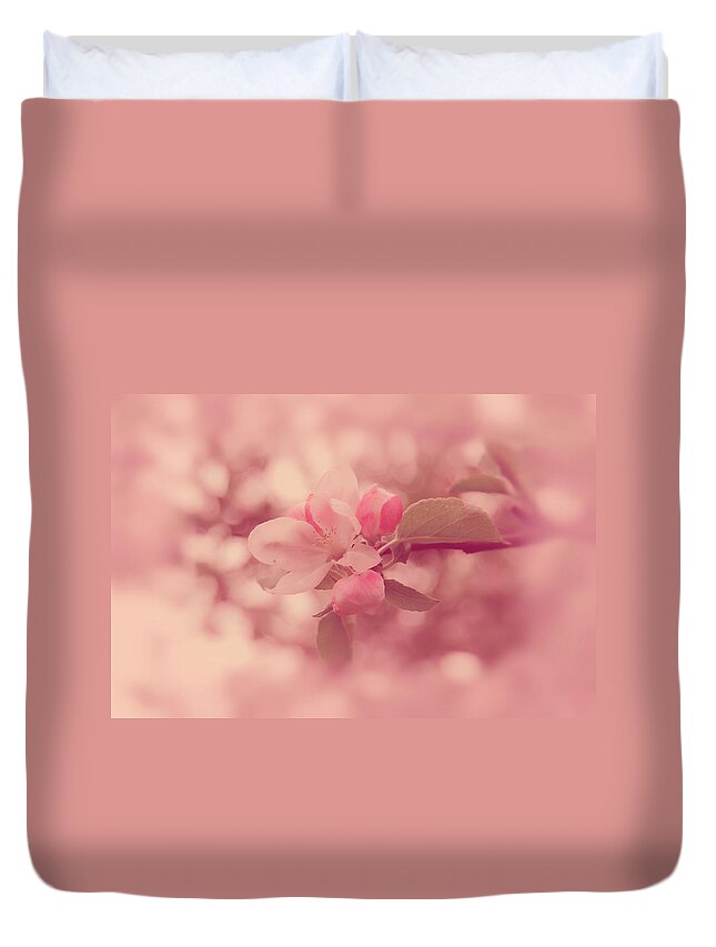 Pink Duvet Cover featuring the photograph Pink Cherry Blossom by Angie Tirado
