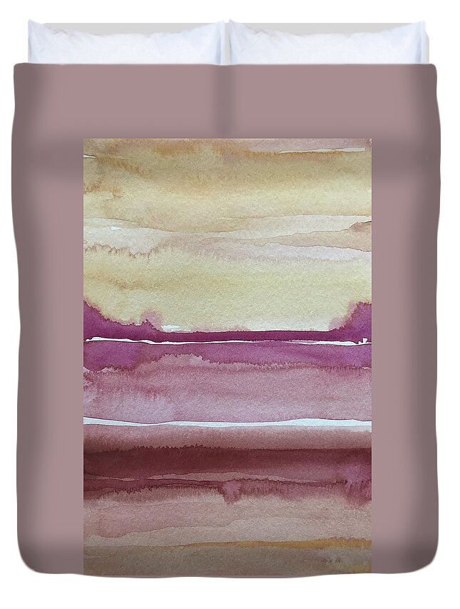 Desert Duvet Cover featuring the painting Pink Desert #2 by Luisa Millicent