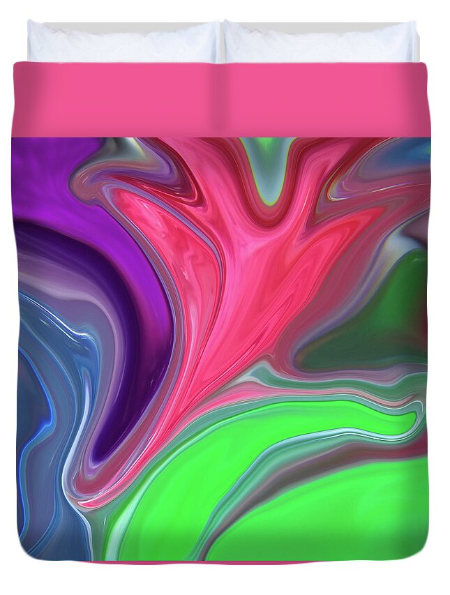 Pink Duvet Cover featuring the digital art Pink Flower by Marilyn Borne
