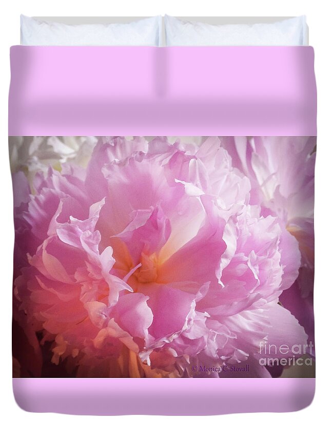 Peony Duvet Cover featuring the photograph Pink Flowers No. 77 by Monica C Stovall