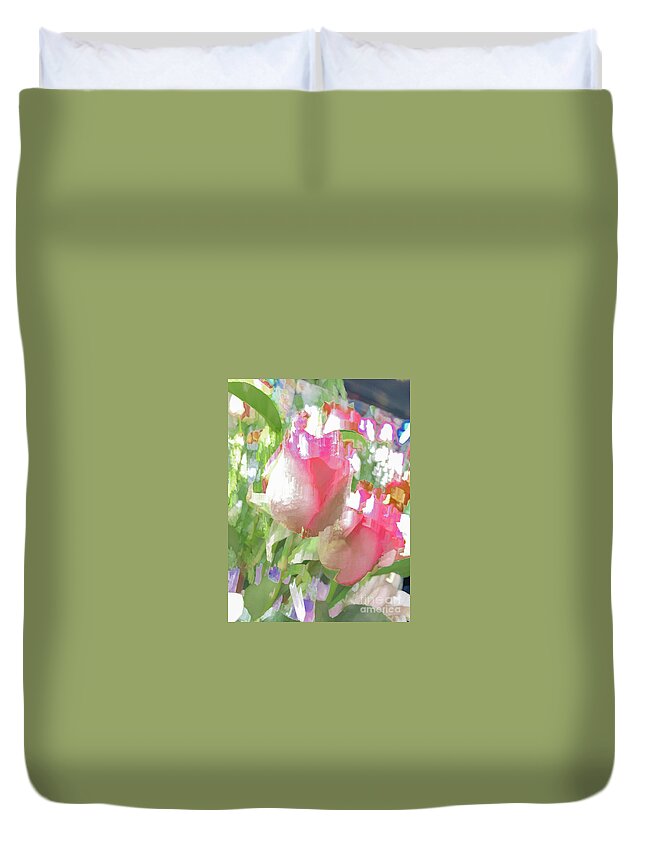 Abstract Duvet Cover featuring the photograph Pink rose blur abstract by Phillip Rubino