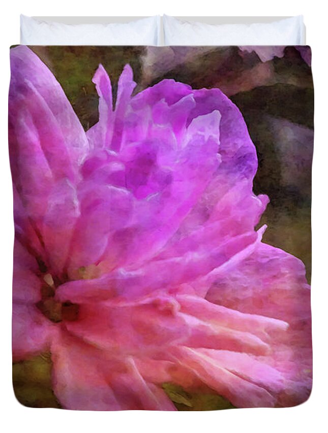 Impressionist Duvet Cover featuring the photograph Pink Rose of Sharon 4922 IDP_2 by Steven Ward