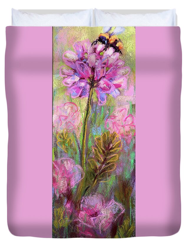Bees Duvet Cover featuring the painting Flower Hugger by Susan Jenkins