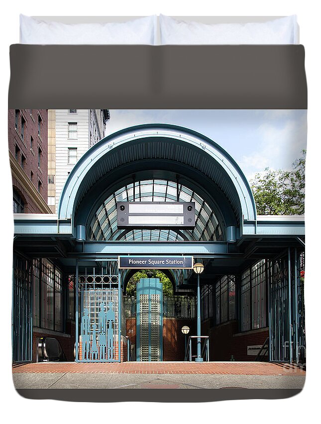 Wingsdomain Duvet Cover featuring the photograph Pioneer Square Station Seattle Washington R1497 by Wingsdomain Art and Photography