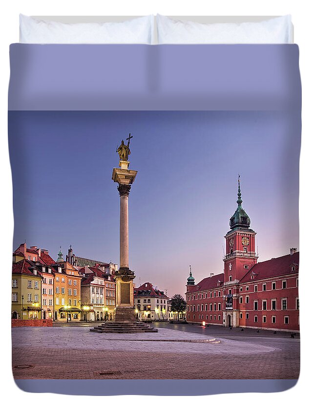 Tranquility Duvet Cover featuring the photograph Plac Zamkowy Warsaw. Poland by All Rights Reserved - Copyright