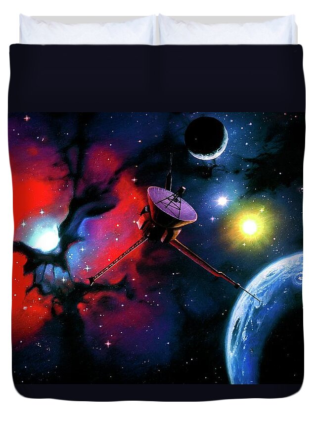 Majestic Duvet Cover featuring the photograph Planet In Nebula by Mark Garlick/spl