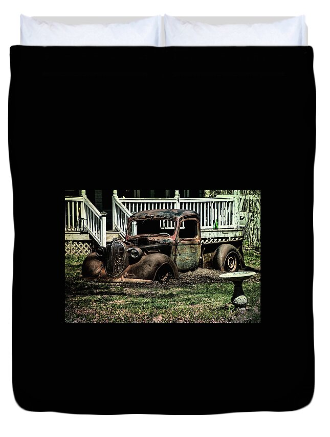 /truck Duvet Cover featuring the photograph Planted by Cathy Kovarik