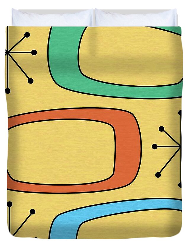 Mid Century Modern Duvet Cover featuring the digital art Pods by Donna Mibus