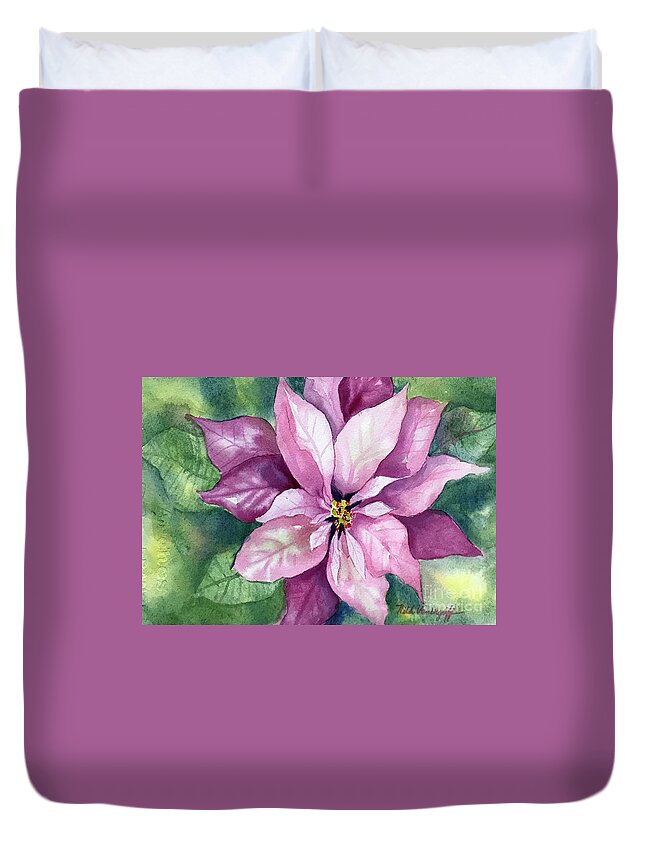 Poinsettia Duvet Cover featuring the painting Poinsettia by Hilda Vandergriff