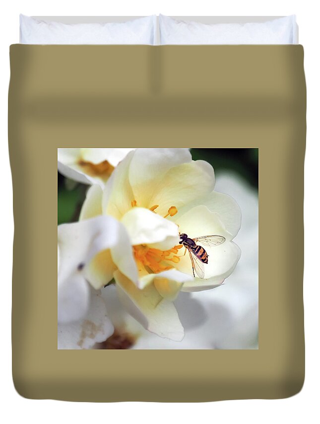 Bee Duvet Cover featuring the photograph Pollinating 3 by C Winslow Shafer