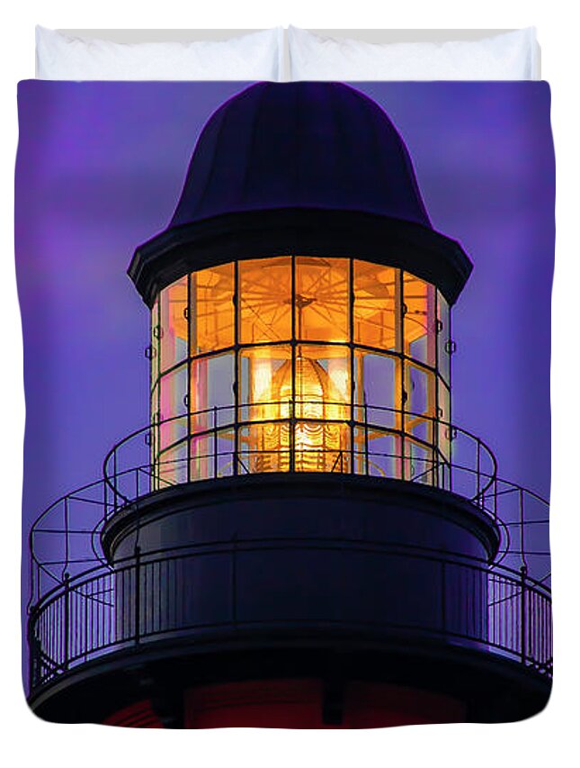 Lighthouse Duvet Cover featuring the digital art Ponce Lighthouse by Dimitris Sivyllis