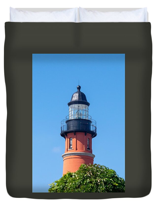 Ponce Inlet Lighthoutse Duvet Cover featuring the photograph Ponce Inlet Lighthouse by Mary Ann Artz