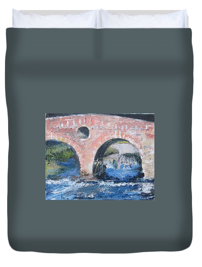 Acrylic Duvet Cover featuring the painting Ponte Pietra by Paula Pagliughi