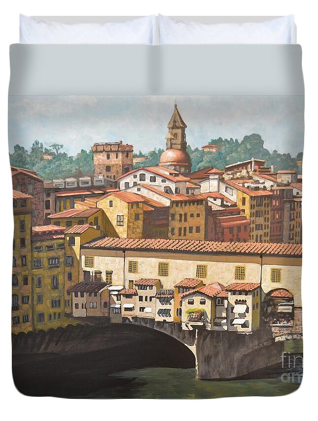 Ponte Vechio Duvet Cover featuring the painting Ponte Vecchio by Dan Remmel