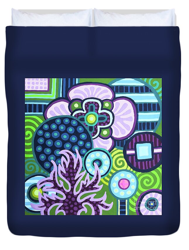 Floral Duvet Cover featuring the painting Pop Botanical 11 by Amy E Fraser