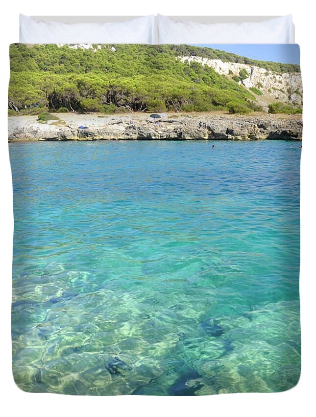 Scenics Duvet Cover featuring the photograph Porto Selvaggio by Stefano Salvetti