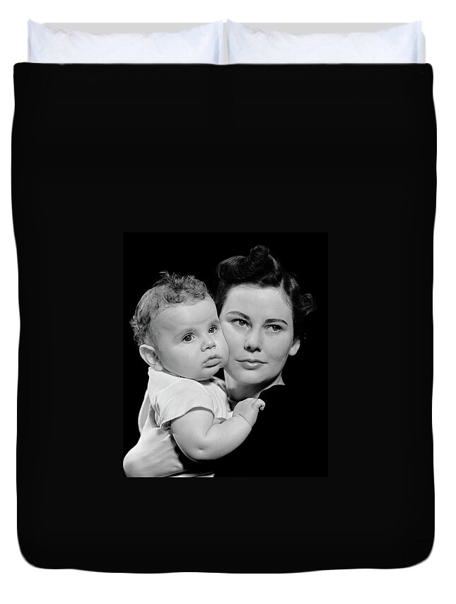 People Duvet Cover featuring the photograph Portrait Of Mother & Infant by George Marks
