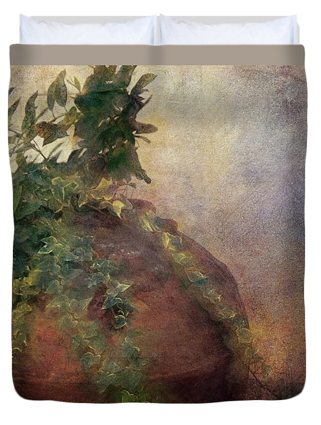 Photography Duvet Cover featuring the digital art Positano Pottery by Terry Davis
