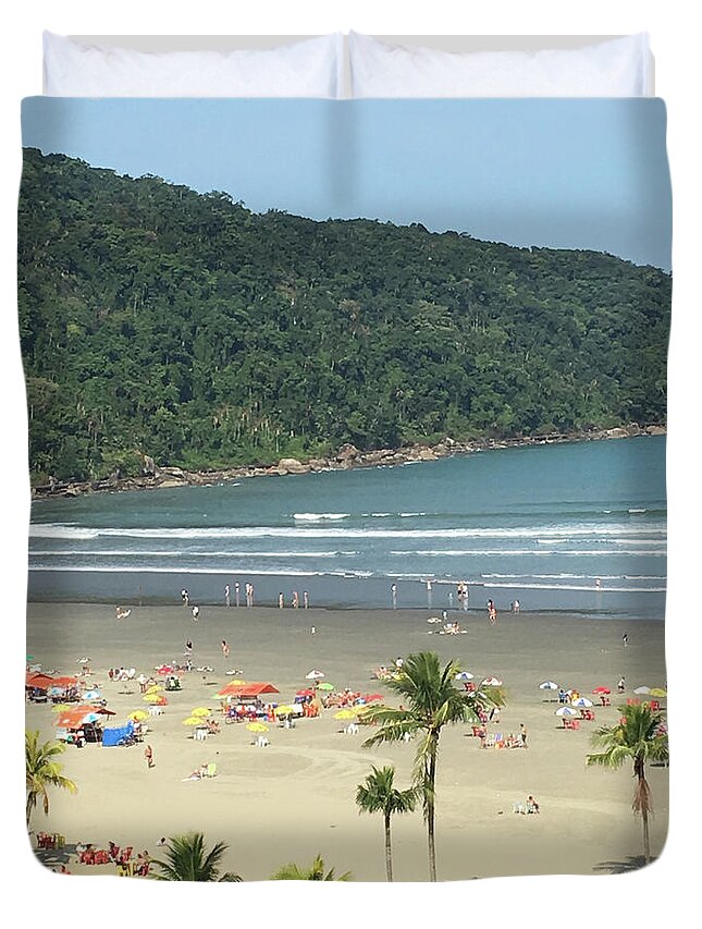 Seashore Duvet Cover featuring the photograph Praia Grande, SP Brazil by Aicy Karbstein