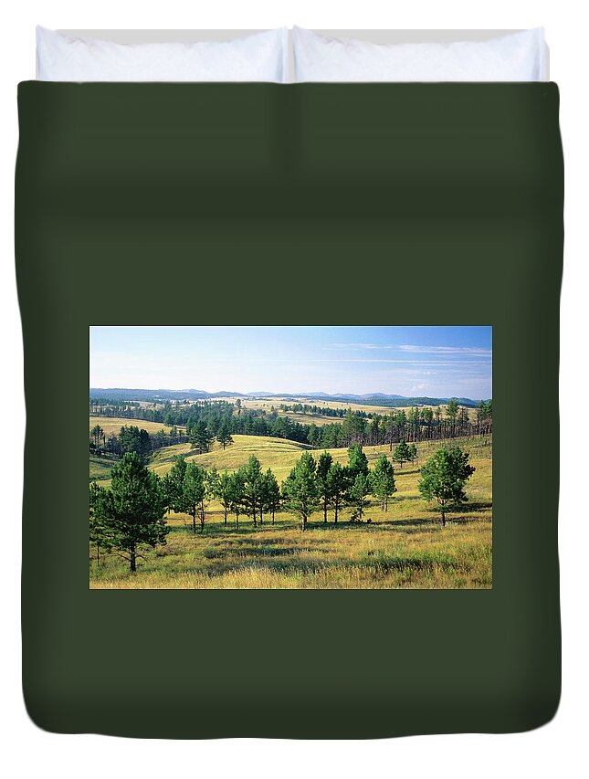 Grass Duvet Cover featuring the photograph Prairie Grasslands Landscape by John Elk Iii