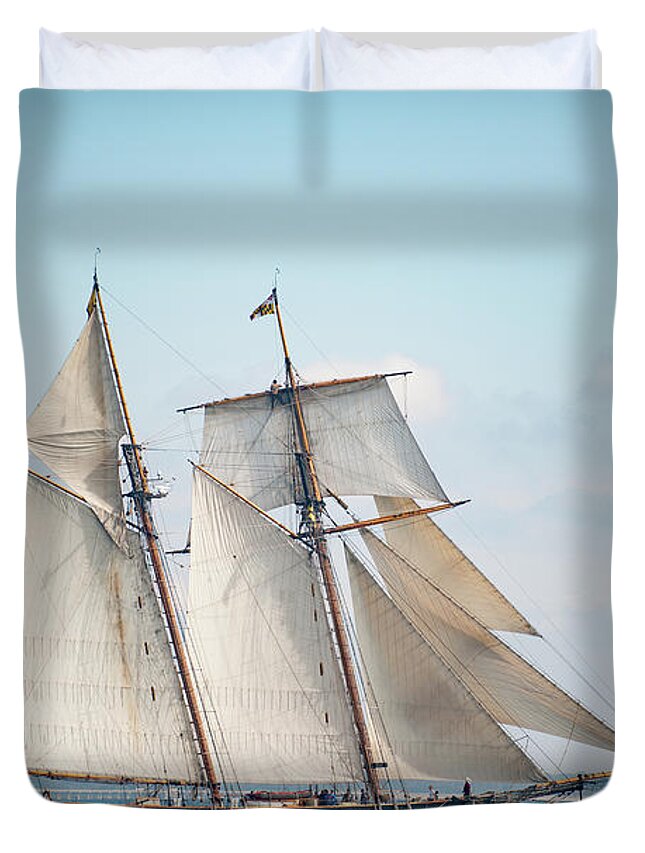 Schooners Duvet Cover featuring the photograph Pride of Baltimore II Makes Sail by Mark Duehmig