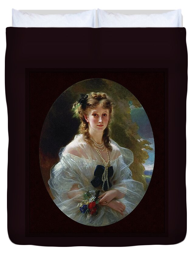 Princess Sophie Troubetskoi Duvet Cover featuring the painting Princess Sophie Troubetskoi Duchess De Morny by Franz Xaver Winterhalter by Rolando Burbon