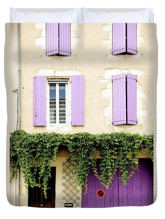 Purple Duvet Cover featuring the photograph Provence House by Maica