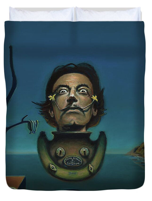 Salvador Duvet Cover featuring the painting PsychoNaut by Andres Soto