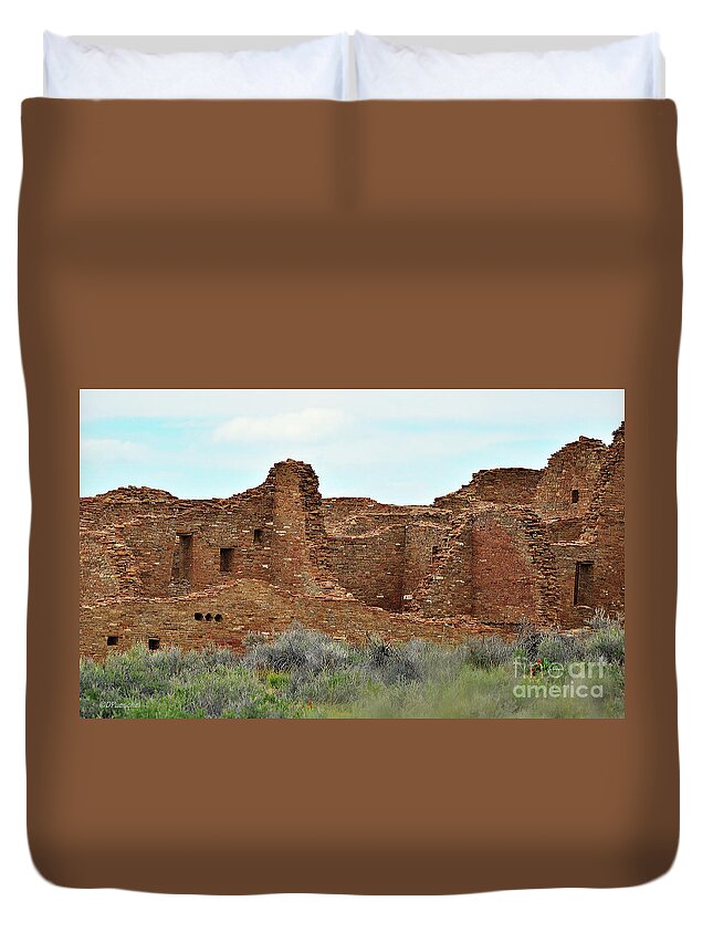 Chaco Canyon Duvet Cover featuring the photograph Pueblo Bonito Chaco Canyon by Debby Pueschel